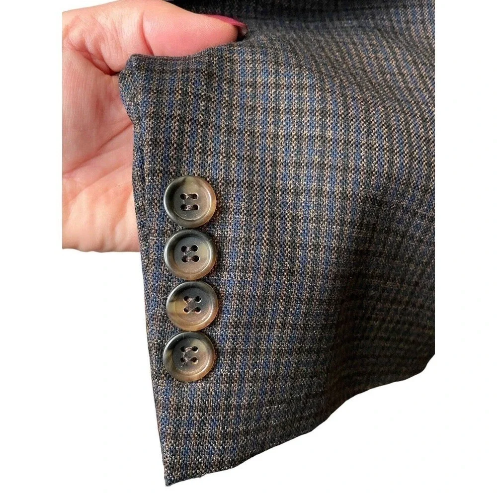 Hart Schaffner Marx Glen Plaid Brown and Blue Sport Coat Blazer Jacket 42R